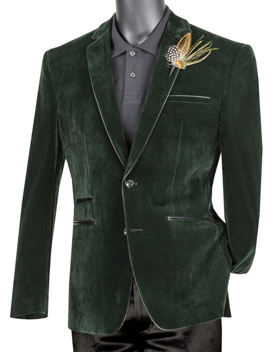Vinci 2 Button Slim Fit Sport Coat BS-02 Emerald