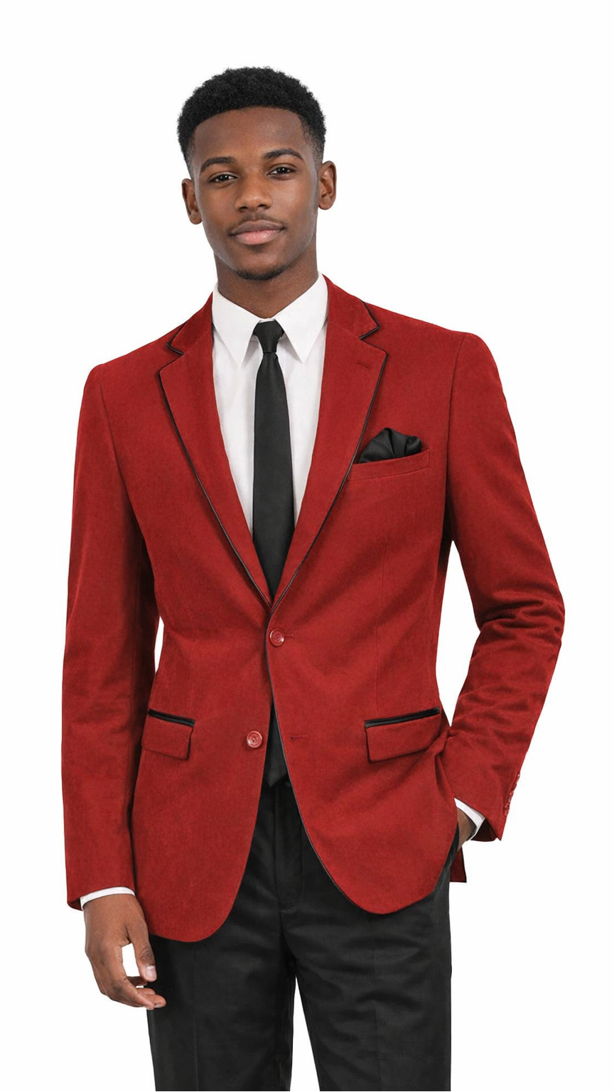 Vinci Slim Fit Suede Jacket BS-02 Red