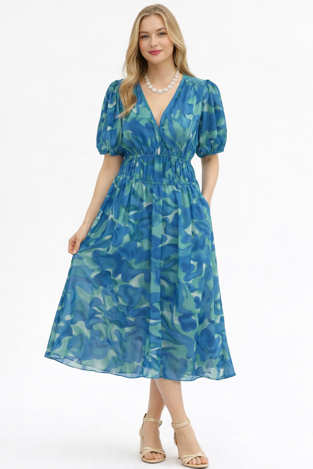 Elings Blue Flower Dress