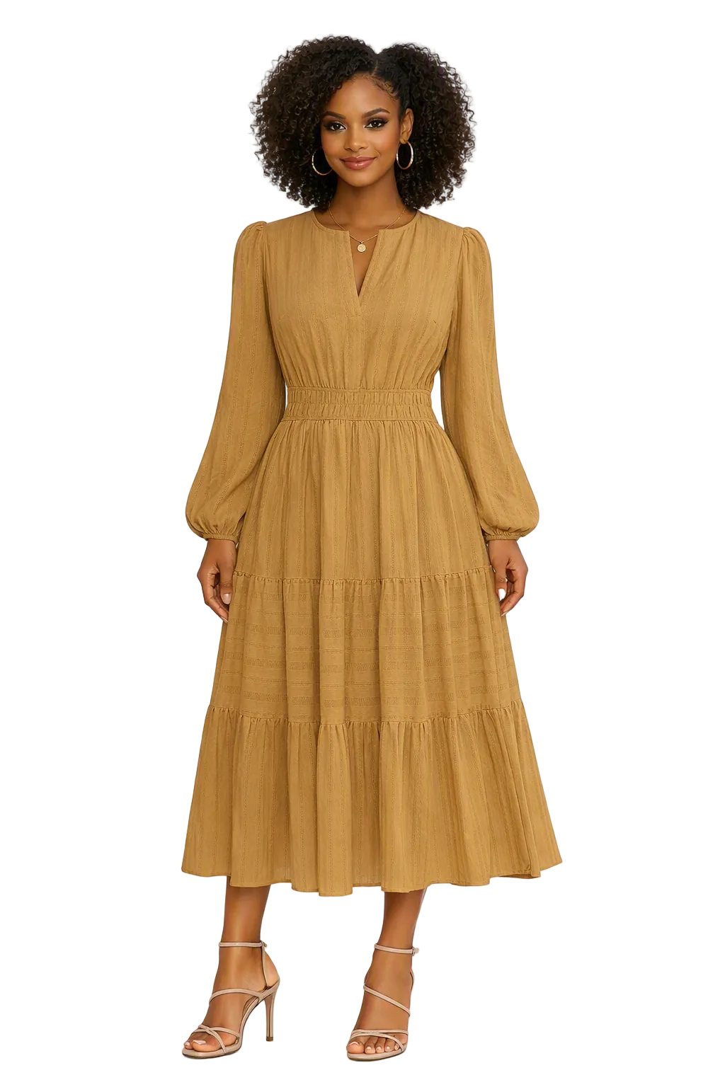 V-Neck Maxi Dress Tan