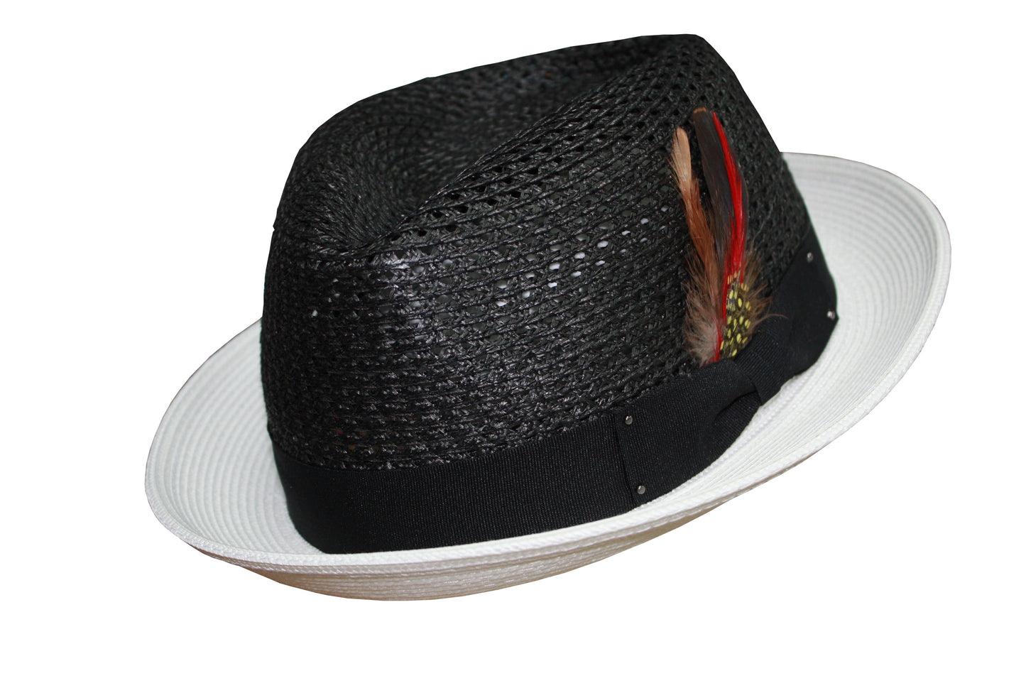 Menz GGG Porkpie Straw Black/White Fedora Hat