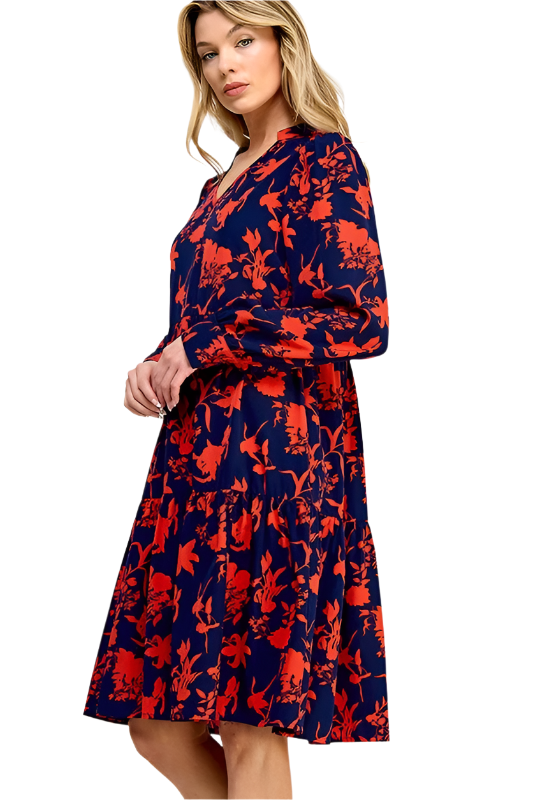 Solution Midi Dress Navy/Red