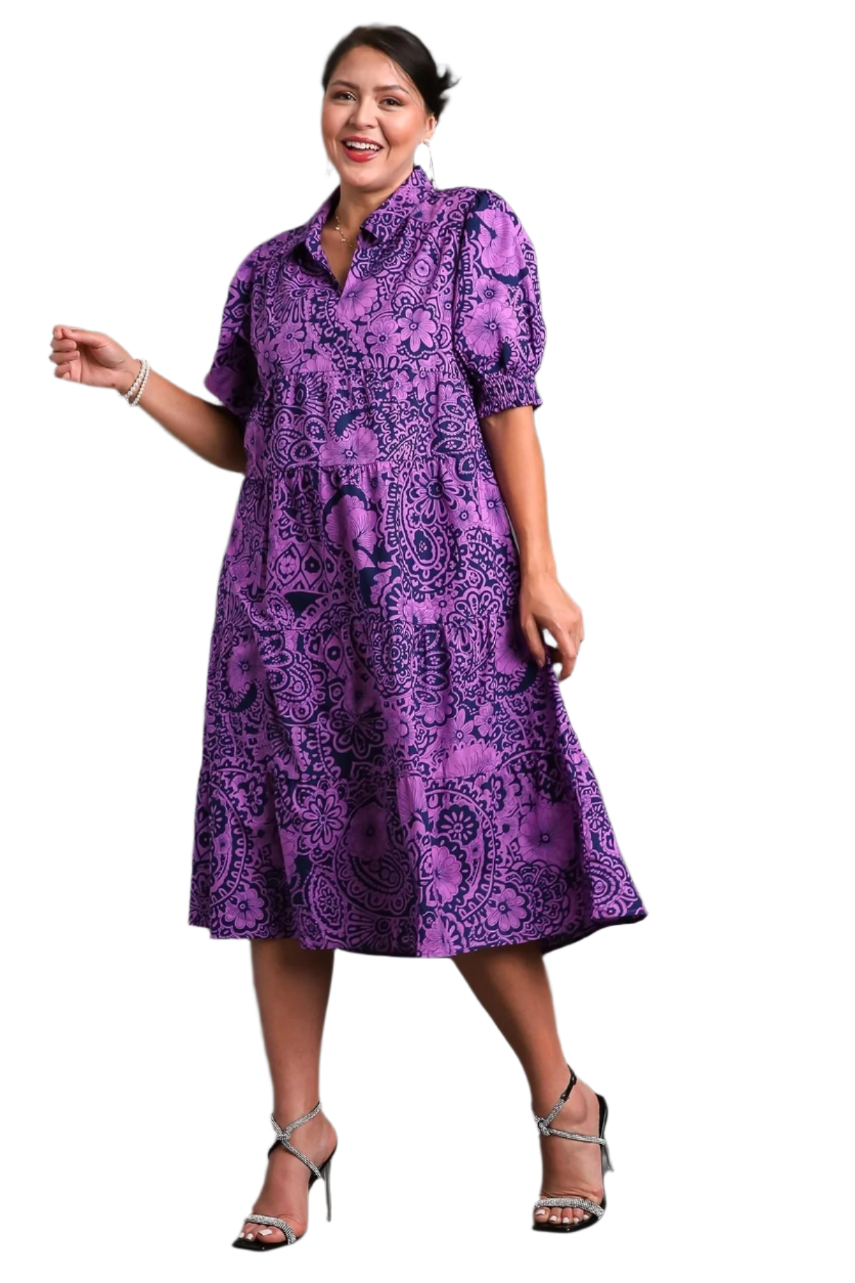 Umgee V-Neck Maxi Dress Eggplant
