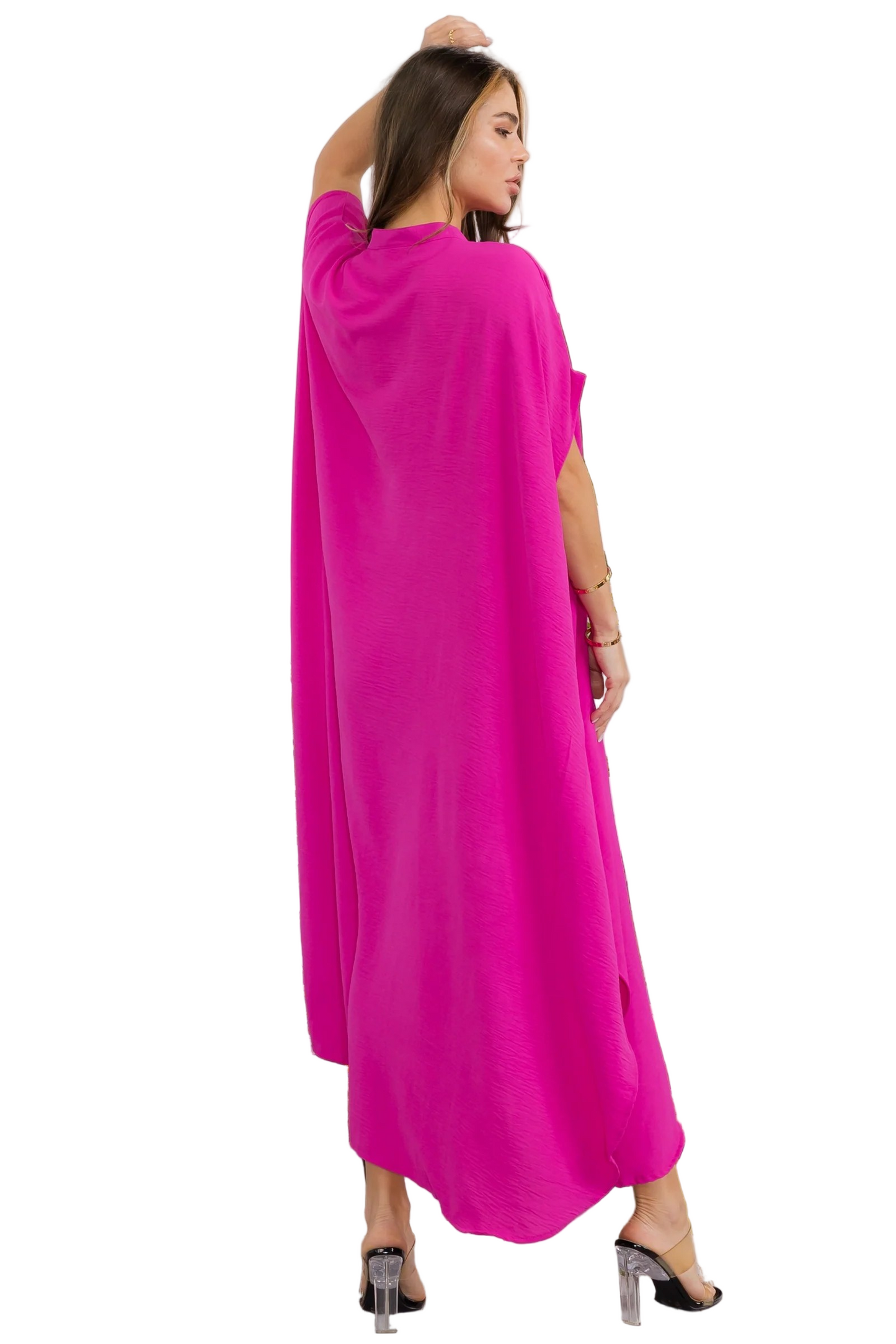 Oversized Button Down Dress Fuchsia