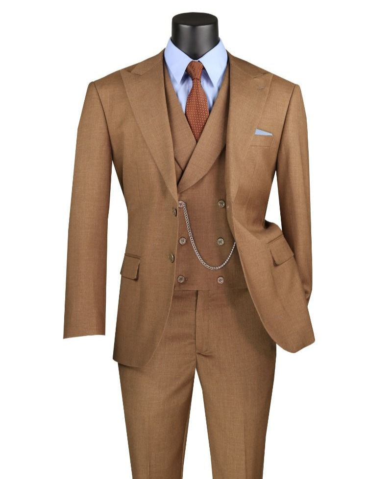 Vinci Modern Fit 3 PCS Suit MV2K-2 Light Brown