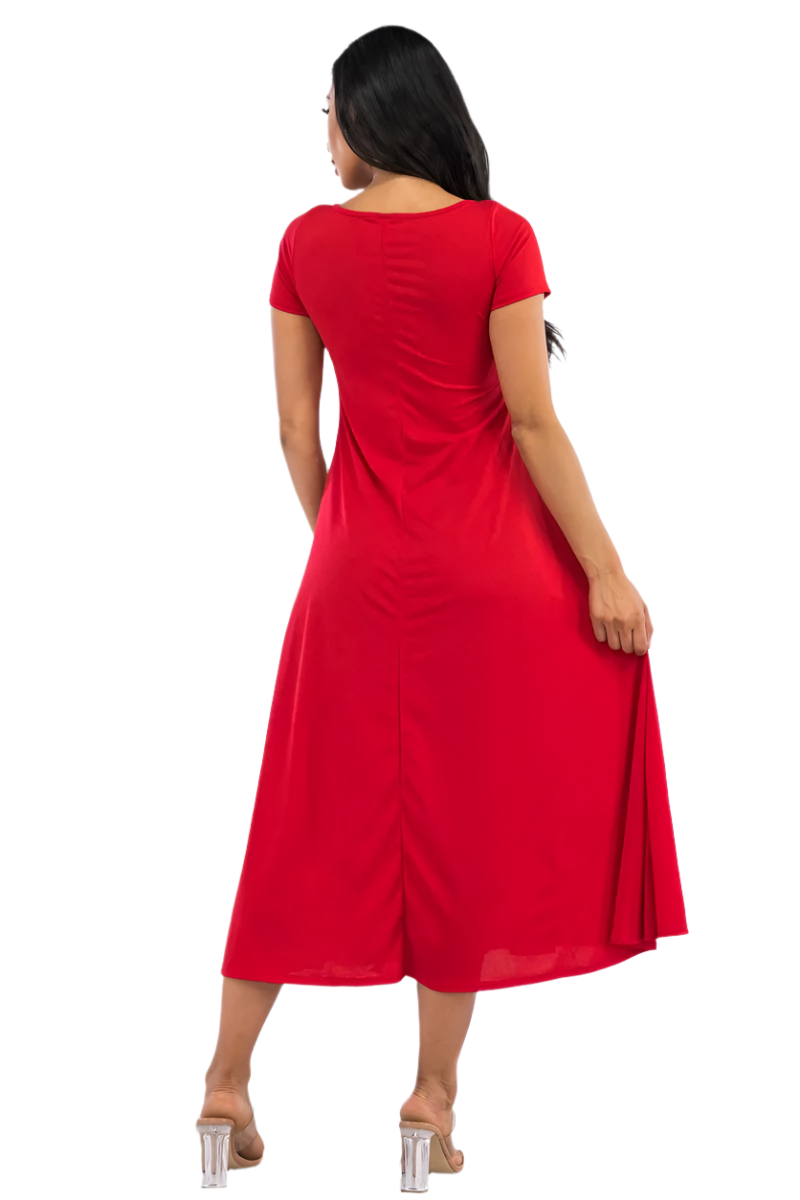 Cap Sleeve Red Maxi Dress