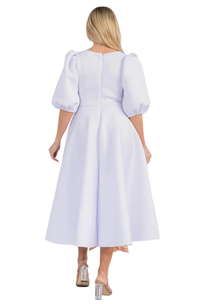 Puff Sleeve Dress White