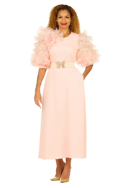 Giovanna Ruffle Sleeve Dress D1677 Peach