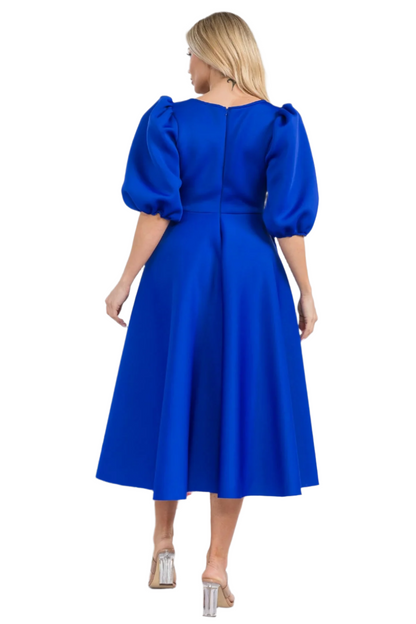 Puff Sleeve Dress Royal Blue