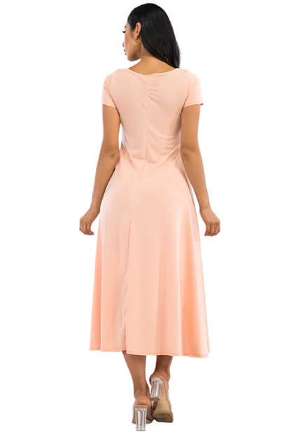 Cap Sleeve Peach Maxi Dress