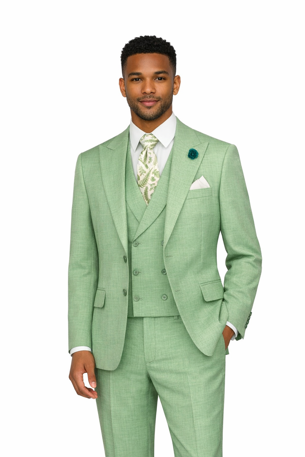 Vinci Modern Fit 3PC Suit MV2K-2 Light Green