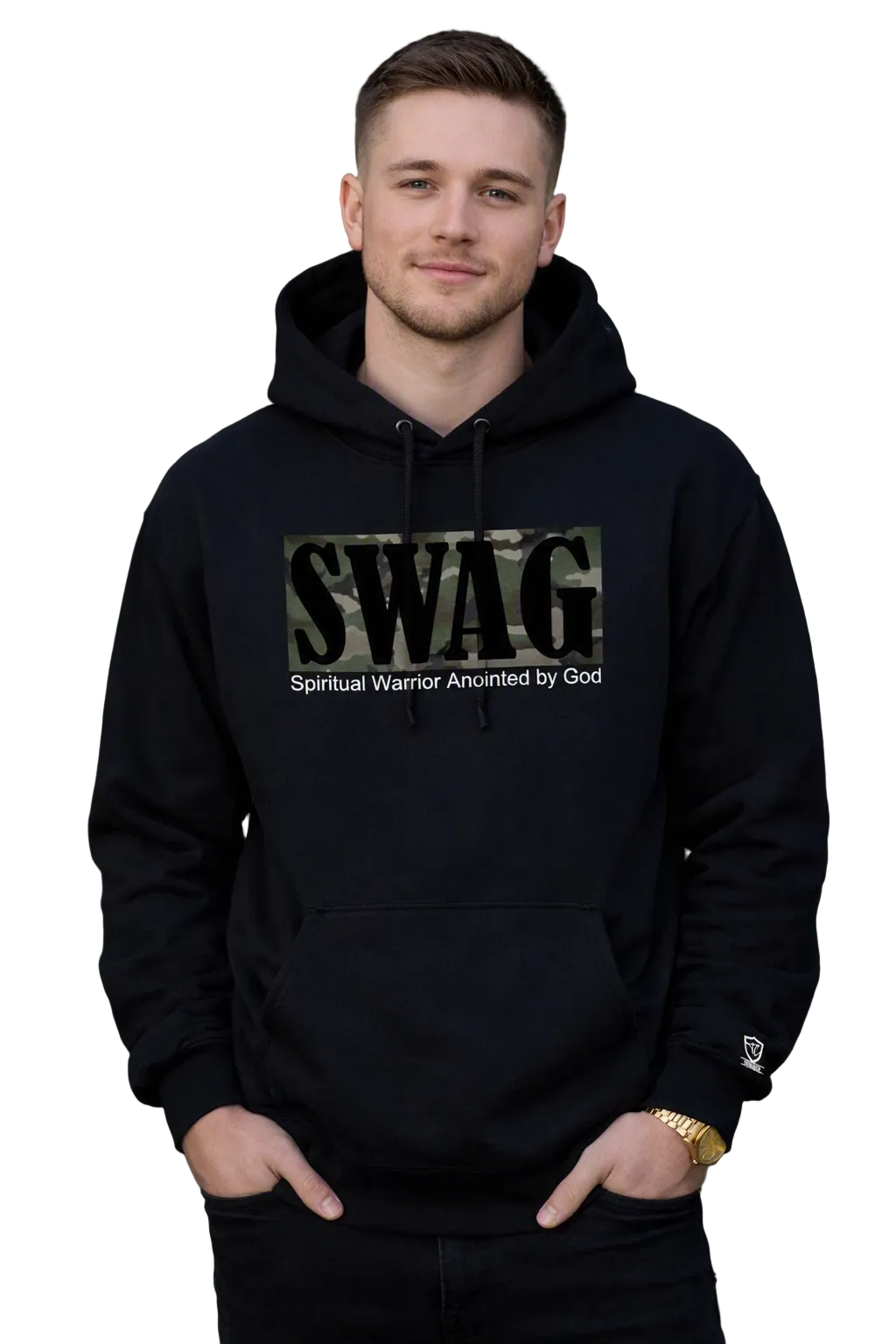 Swag Hoodie (Black/Green Camo)