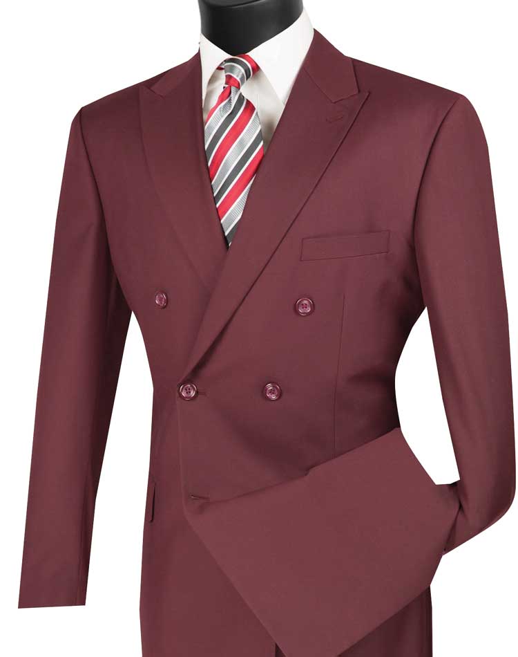 Vinci Executive Double Breast Suit DC900-1 Burgundy