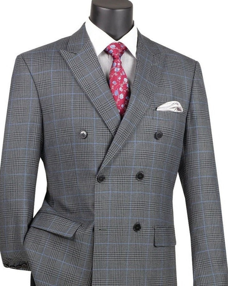 Vinci Executive Fit Double Breasted Suit DRW-2 Charcoal