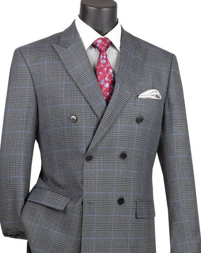 Vinci Executive Fit Double Breasted Suit DRW-2 Charcoal
