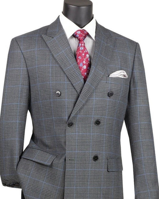 Vinci Executive Fit Double Breasted Suit DRW-2 Charcoal
