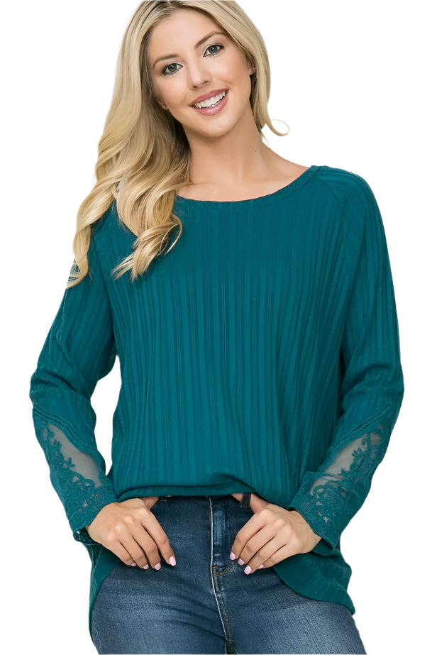 Long Sleeve Pointelle Knit Top