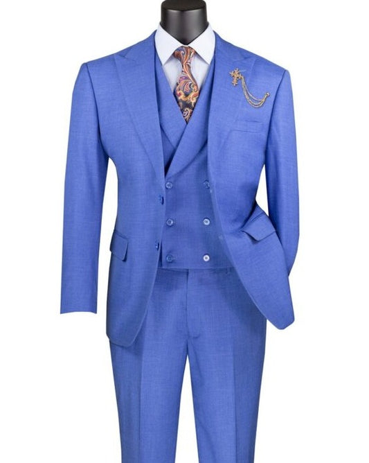Vinci Modern Fit 3 PCS Suit MV2K-2 French Blue