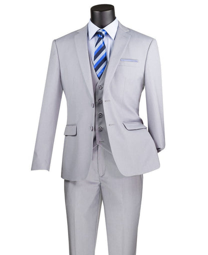 Vinci Slim Fit 3 PC Suit SV2900 Light Gray