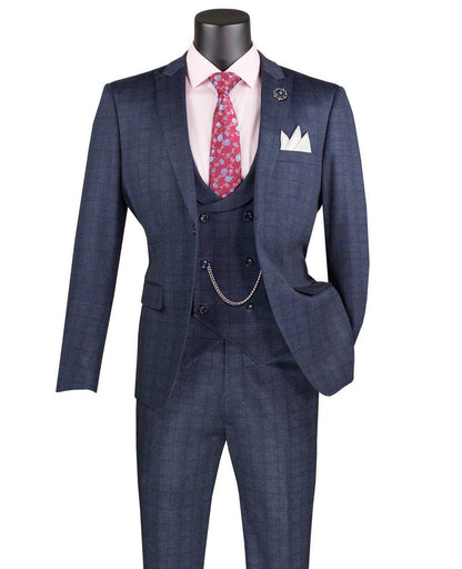 Vinci Slim Fit 3 PC Suit SV2W-8 Navy