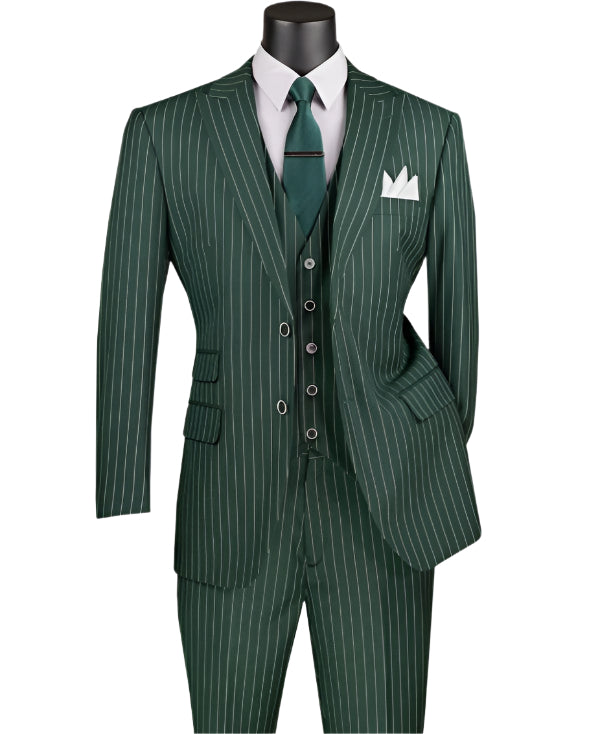 Vinci Executive Fit 3PC Suit V2RS-9 Hunter Green