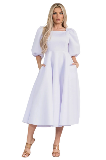 Puff Sleeve Dress White