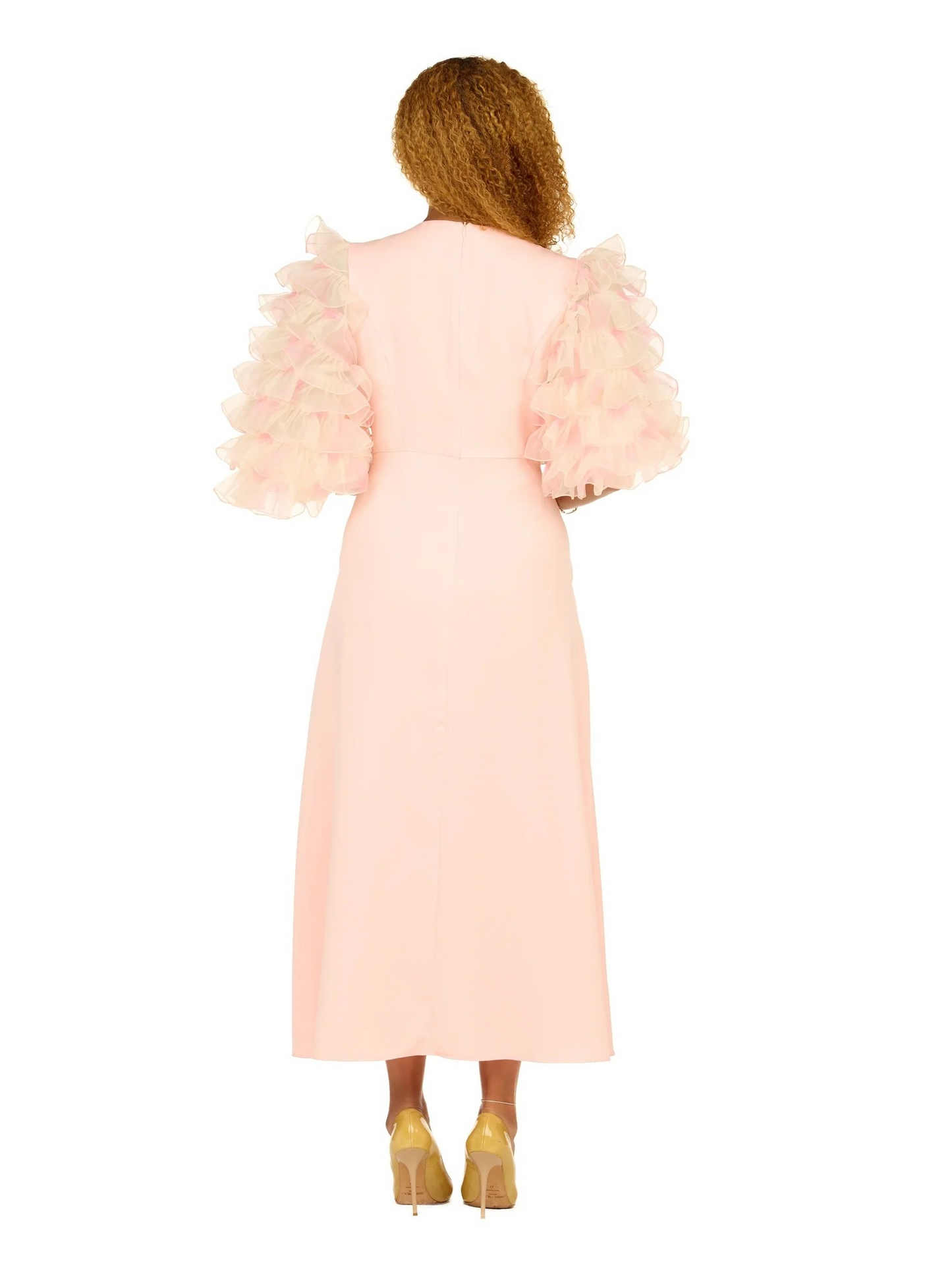 Giovanna Ruffle Sleeve Dress D1677 Peach