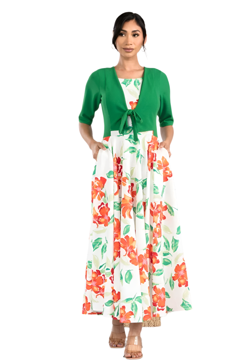Crop Top Floral Maxi Dress