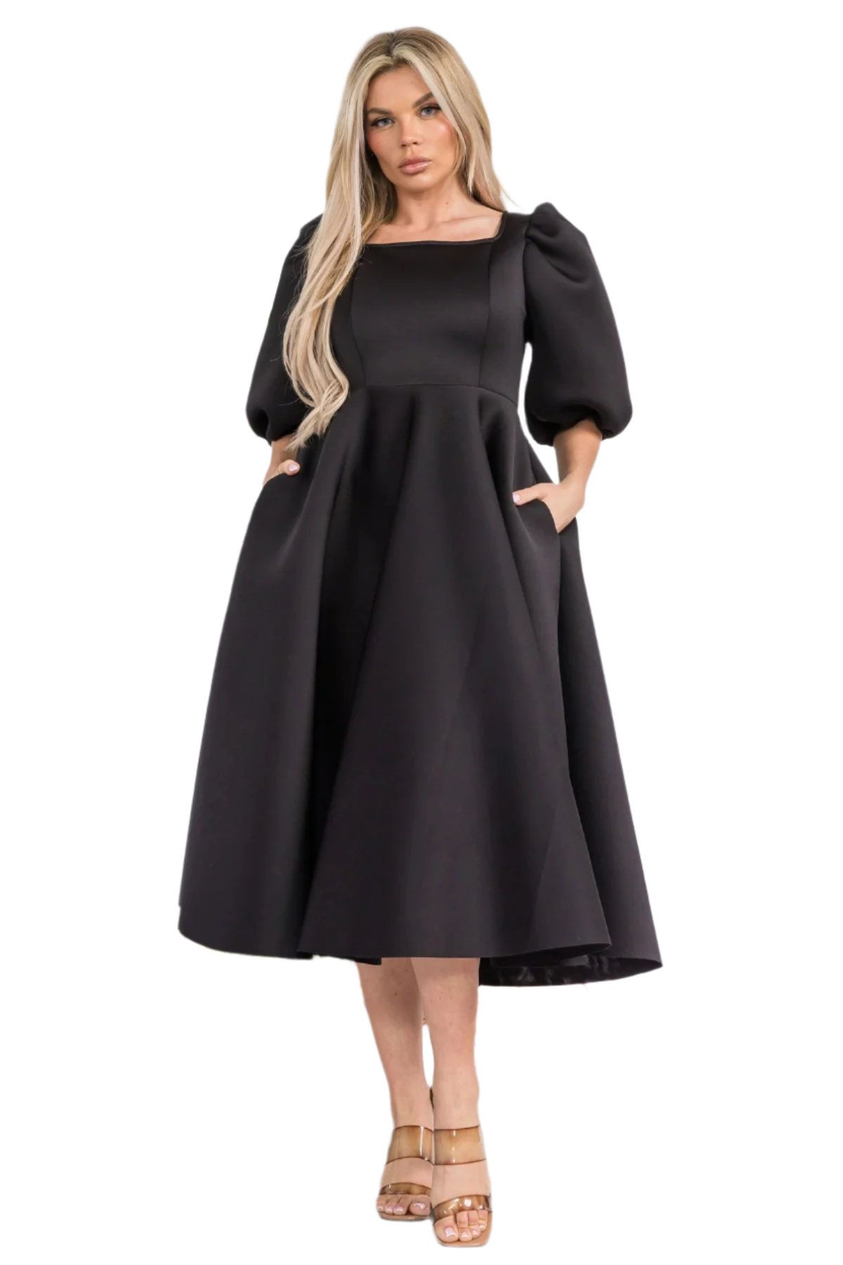 Puff Sleeve Dress Black