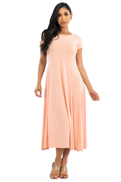 Cap Sleeve Peach Maxi Dress