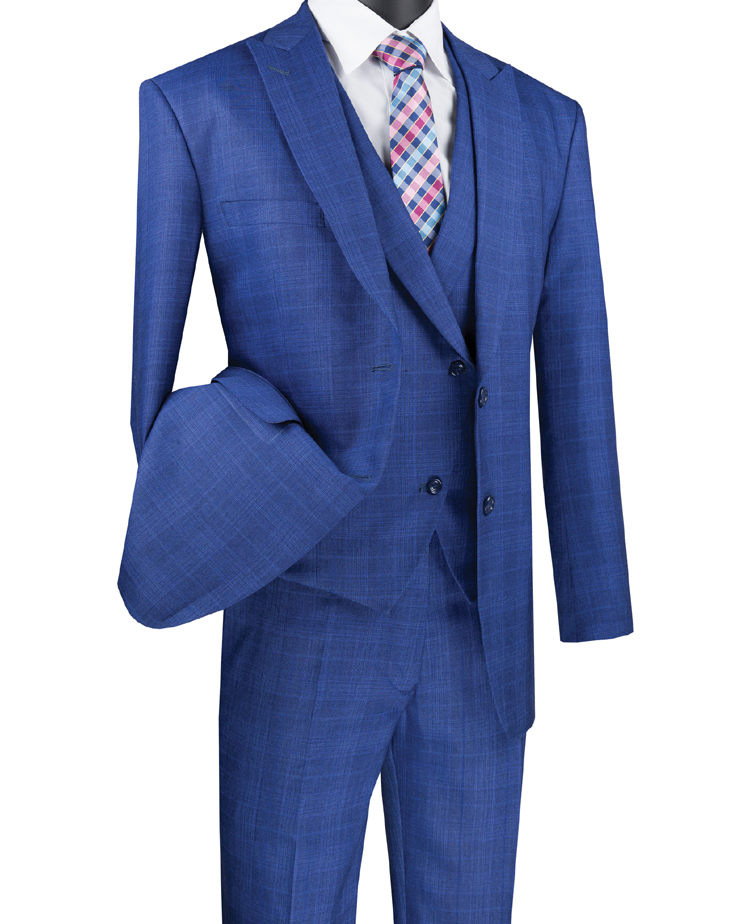 Vinci Modern Fit 3 PCS Suit MV2W-1 Blue
