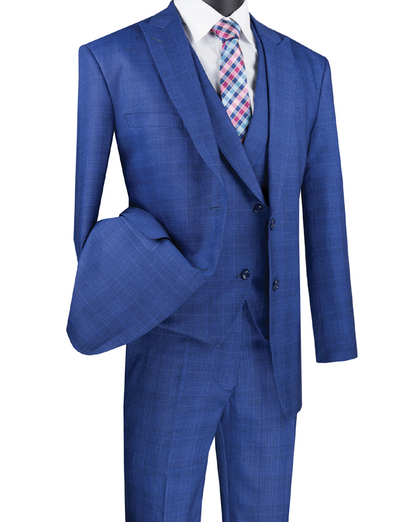 Vinci Modern Fit 3 PCS Suit MV2W-1 Blue