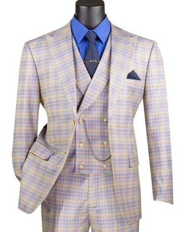 Vinci Modern Fit 3 PCS Suit MV2W-3 Blue