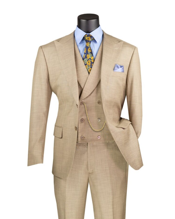 Vinci Modern Fit 3 PCS Suit MV2K-2 Taupe
