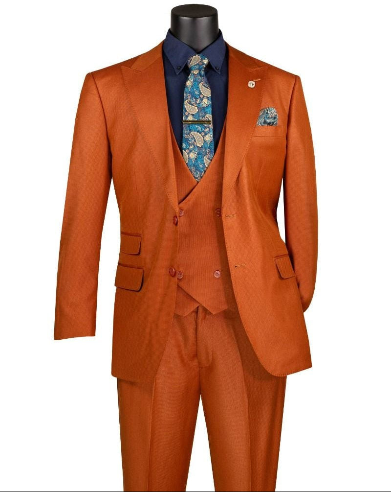 Vinci Executive Fit 3PC Suit V2RK-5 Rust
