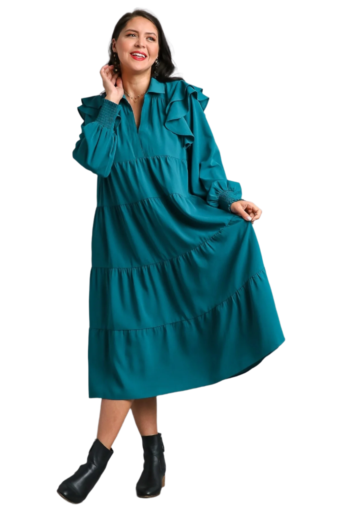 Umgee V-Neck Maxi Dress Teal