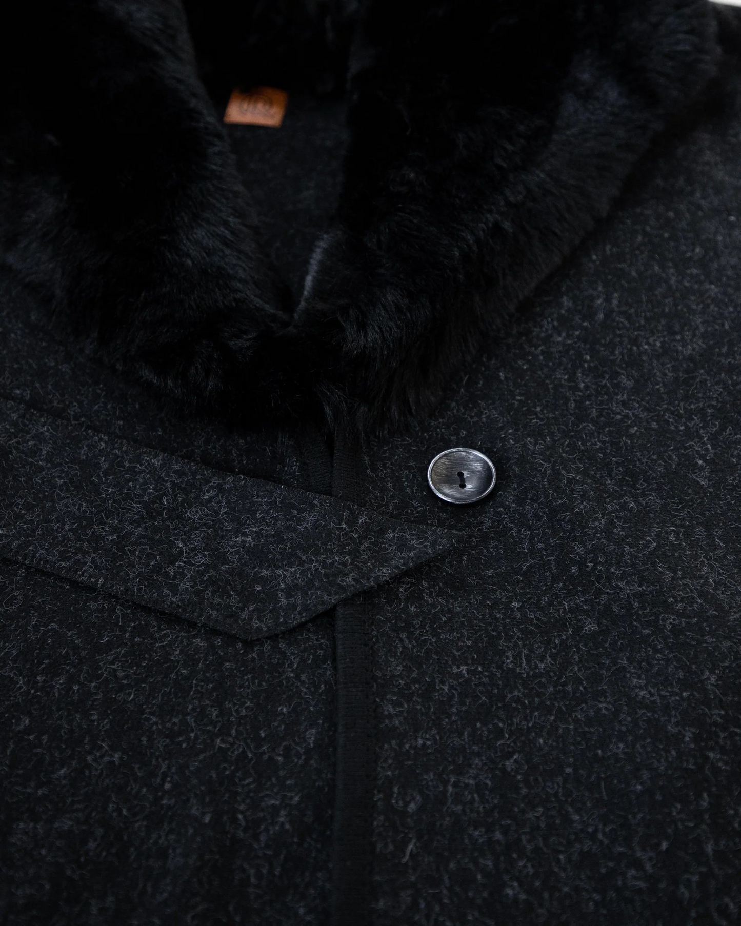 Puffy Fur Shawl Cape W/Belt Black