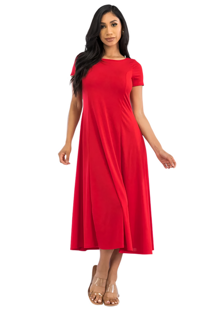 Cap Sleeve Red Maxi Dress