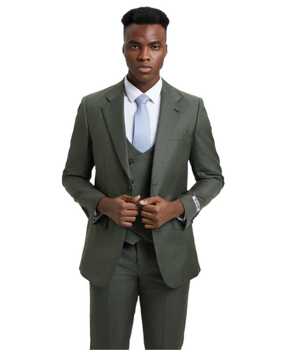 Stacy Adams 3 PC Olive Suit SM324H1-04