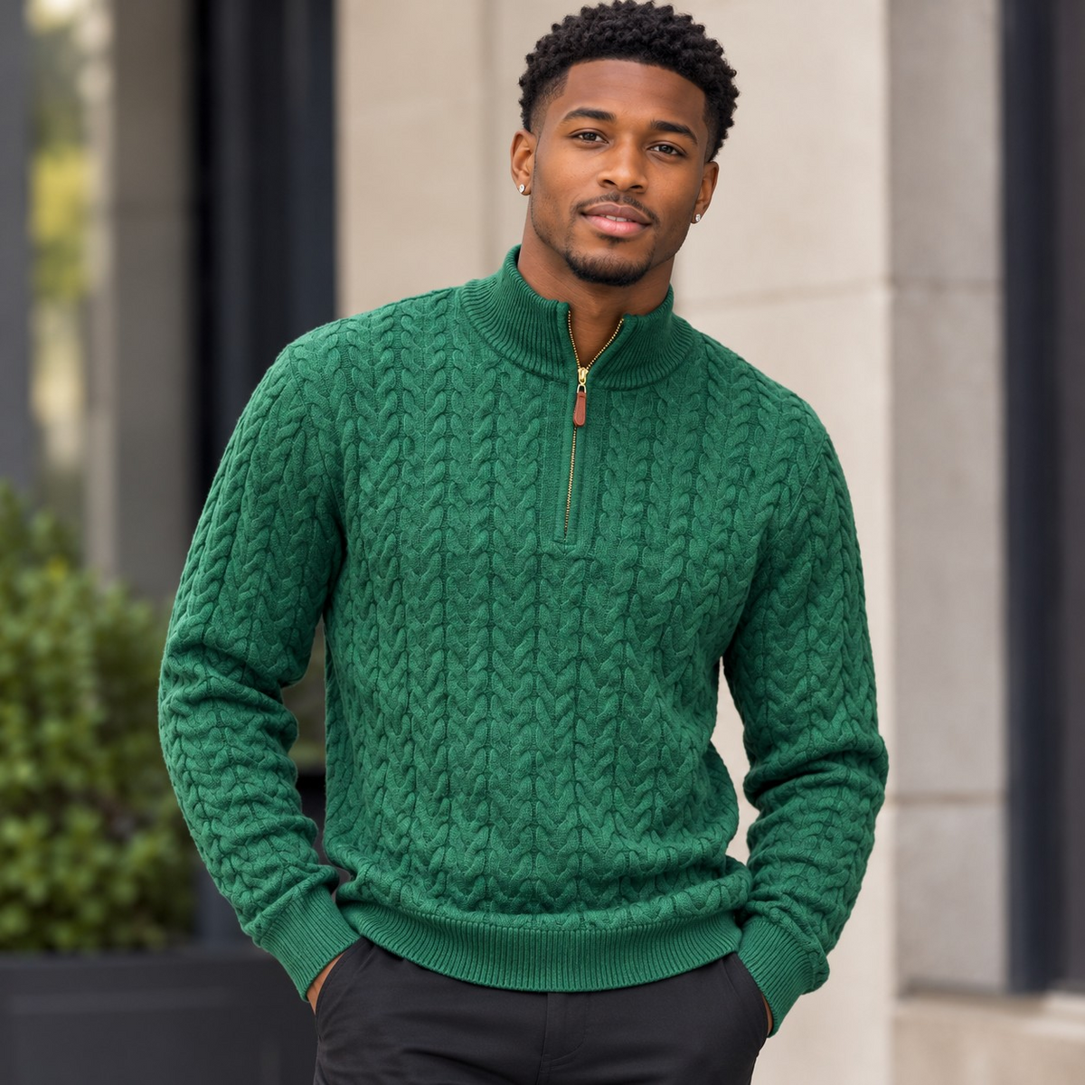 Montique Quarter Zip Sweater SW-103 Emerald